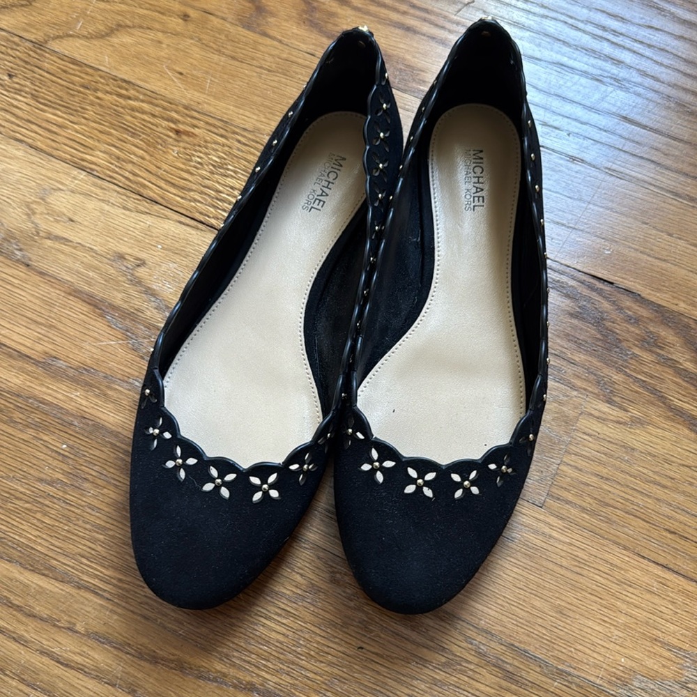 Michael Kors Thalia Black Suede Ballet Flat